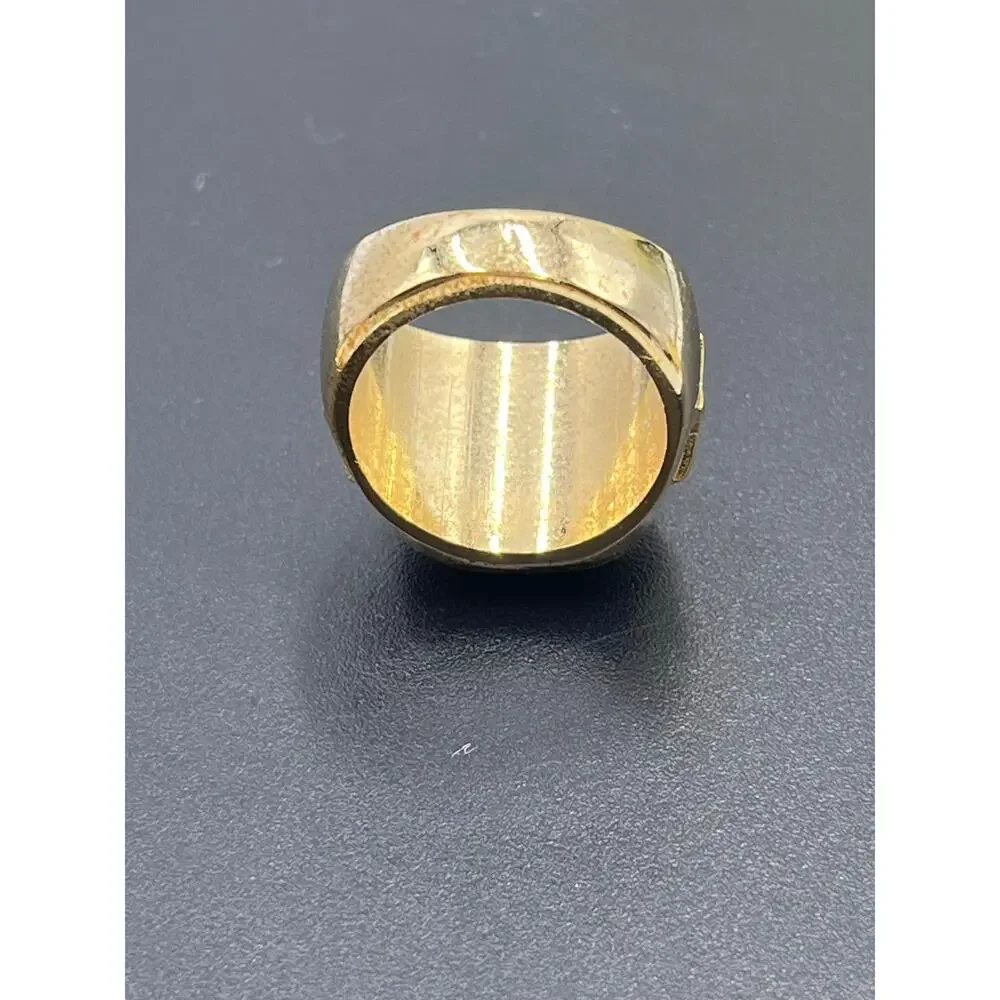 Gold Black Enamel Champions‎ Award Baseball Ring with 3D Design Sz 9 3/4